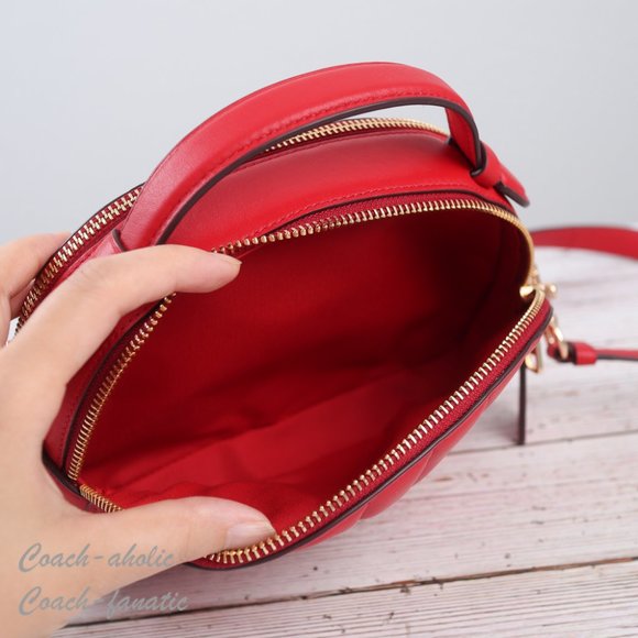 NWT Coach C7259 Serena Leather Satchel With Linear Quilting in Electric Red - Picture 13 of 14